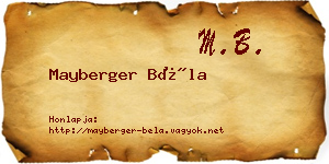 Mayberger Béla névjegykártya